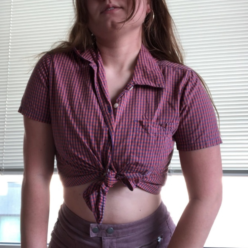 Vintage colorful gingham button up